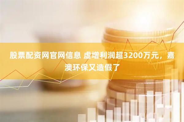 股票配资网官网信息 虚增利润超3200万元,嘉澳环保又造假了