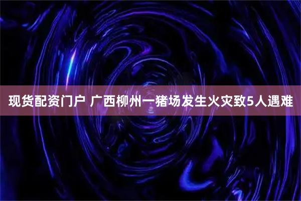 现货配资门户 广西柳州一猪场发生火灾致5人遇难